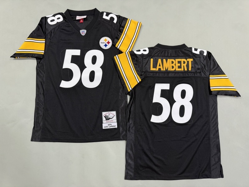 Men 2025 Pittsburgh Steelers 58 Lambert black Throwback Limited NFL Jersey style 004